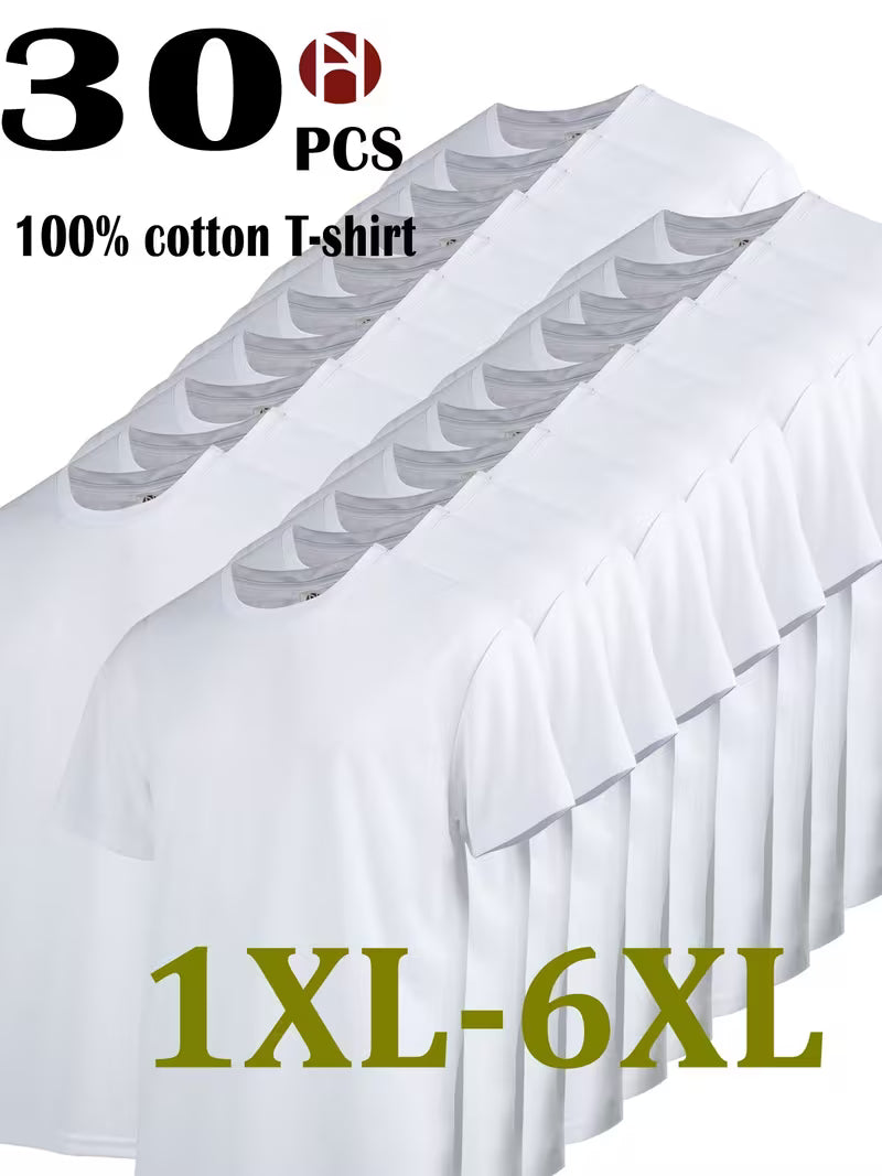 30pcs Men'S Plus Size Pure Sports Top, Sweat-Wicking Suitable for Casual Wear, Outdoor Leisure Sports, Comfortable And Durable, Good-Looking And Fashionable, Easy Solid Color, Can Be Used for Printed Embryo Clothes