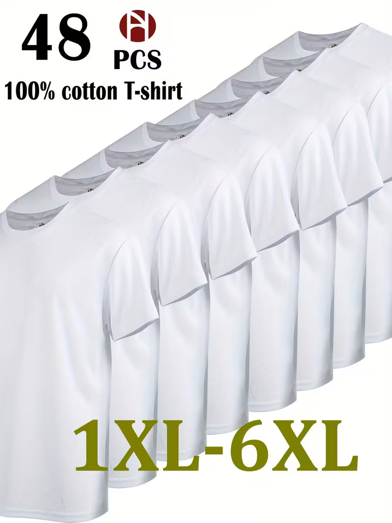 48pcs Men'S Plus Size Pure Sports Top, Sweat Wicking Suitable for Casual Wear, Outdoor Leisure Sports, Comfortable And Durable, Good-Looking And Fashionable, Easy Solid Color, Can Be Used for Printed Embryo Clothes