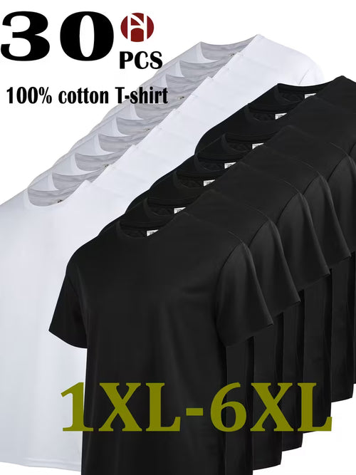 30pcs Men'S Plus Size Pure Sports Top, Sweat-Wicking Suitable for Casual Wear, Outdoor Leisure Sports, Comfortable And Durable, Good-Looking And Fashionable, Easy Solid Color, Can Be Used for Printed Embryo Clothes