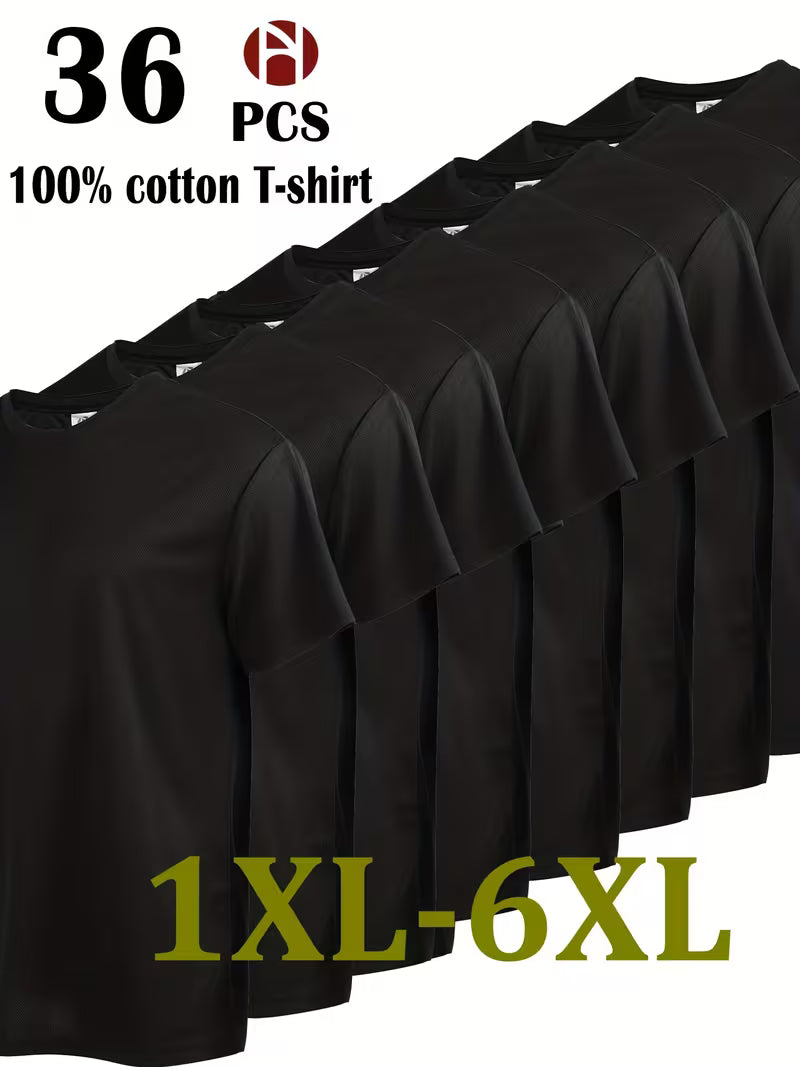 36pcs Men's Plus Size Pure Cotton Sports Top, Sweat Wicking Suitable for Casual Wear, Outdoor Leisure Sports, Comfortable And Durable, Good-looking And Fashionable, Simple Solid Color, Can Be Used for Printed Embryo Clothes, PLUS SIZE
