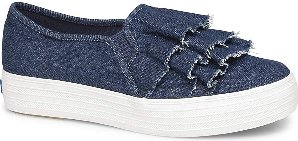 Keds Womenâ€™s Triple Ruffle Denim Sneakers
